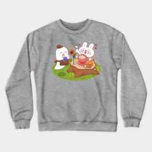 Bunny in a haunted cafe Crewneck Sweatshirt